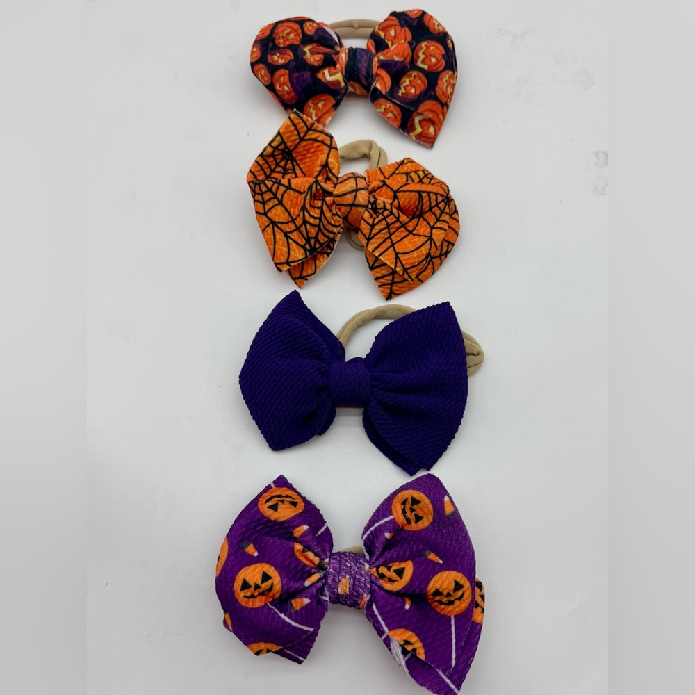 Halloween Bow Hair Accessories for babies - Orange and Purple
